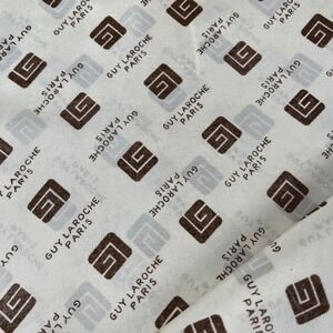VTG‎ Guy Laroche Paris Fabric Piece Brown Logo Design Sewing Craft Material 2yd